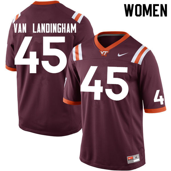 Women #45 Jacob Van Landingham Virginia Tech Hokies College Football Jerseys Sale-Maroon